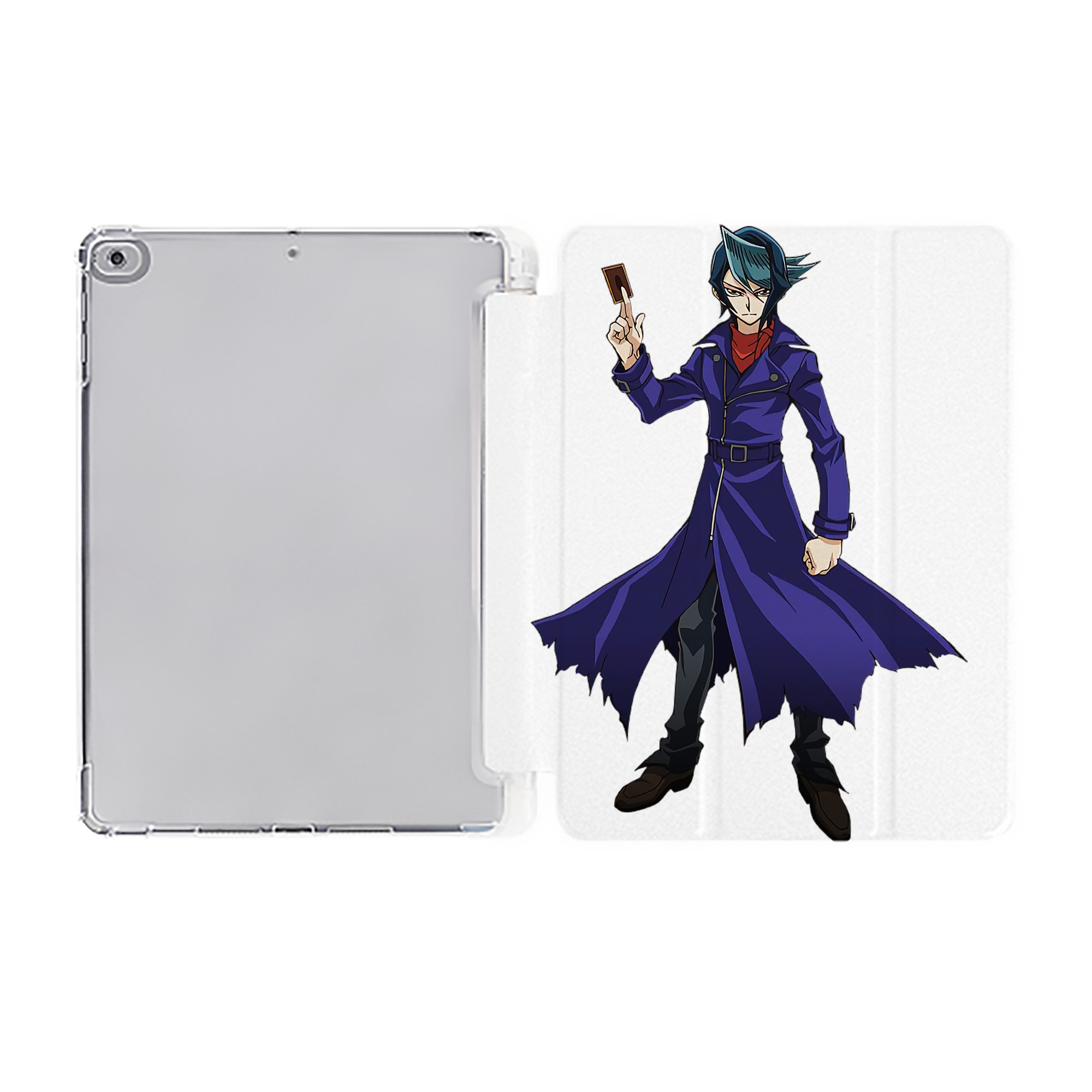 （画像用） 遊☆戯☆王 Yu-Gi-Oh! IPad ケース ペン収納付き 三つ折りスタンド PUレザー×シリコン 対応機種9.5/10.5/10.9インチ